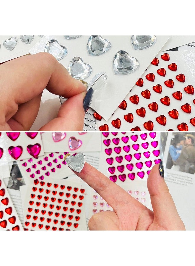 SourceTon S Heart Rhinestone Sticker, Sourceton Self Adhesive Heart Crystal Stickers Rhinestone Stickers, Heart Rhinestones For Diy Craft And Art Project - Image 3