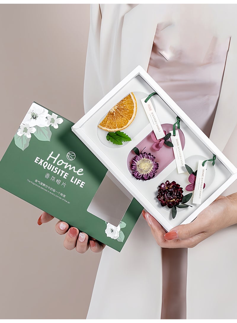 Soy Wax Scented Gift Set for Home & Wardrobe, Orange Slice-Orange, Chrysanthemum-Fresh Spring, Chrysanthemum Pink-Amber Oud, Flameless Aromatherapy, Odor Eliminator, Holiday & Gift Box - Image 1
