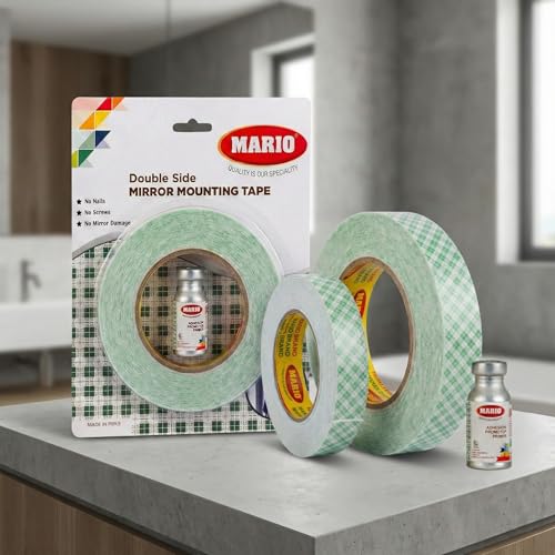 Mario Mirror Mounting High Bonding Double Sided Tape 12mm x 5m Heavy Duty Foam Adhesive with Primer VHB Grade Waterproof Wall Fixing Tape Strong & Secure Bonding - Image 5