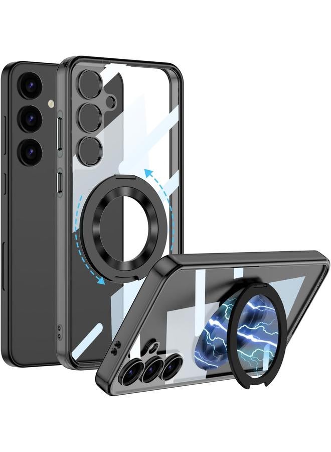 erorex Magnetic Case For Galaxy S24 Plus Compatible With Mag Safe Built In Rotatable Kickstand Shockproof Full Body Protection Multi Angle Stand Phone Case For Galaxy S24 Plus Black S24 Plus  - Image 1
