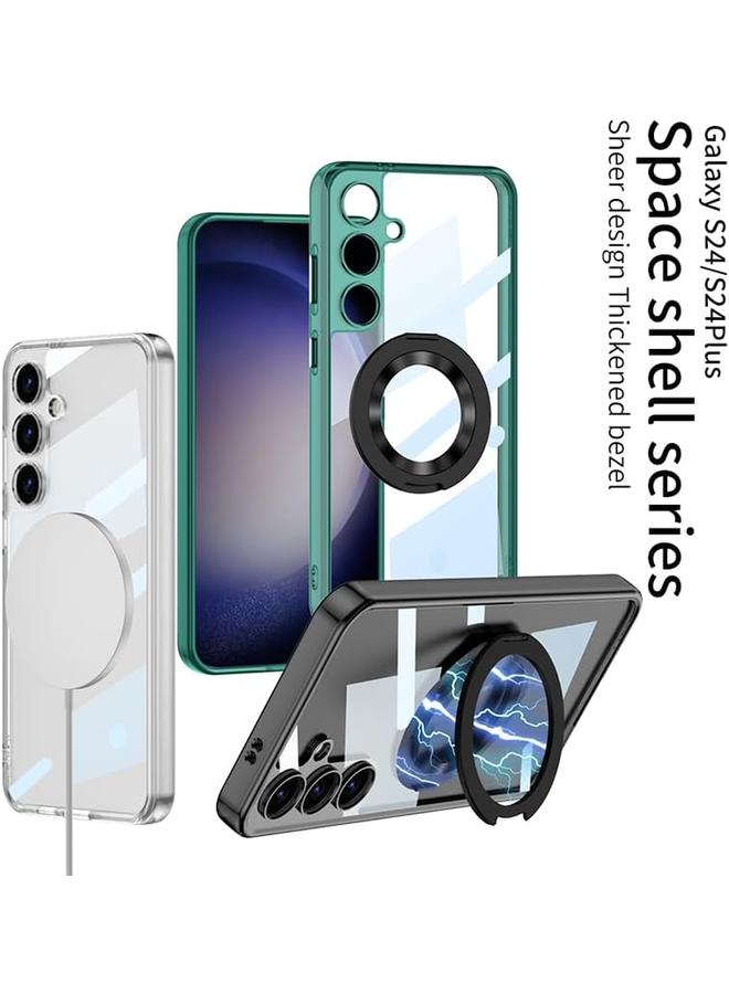 erorex Magnetic Case For Galaxy S24 Plus Compatible With Mag Safe Built In Rotatable Kickstand Shockproof Full Body Protection Multi Angle Stand Phone Case For Galaxy S24 Plus Black S24 Plus  - Image 3