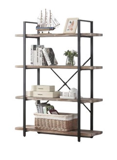 4-Tier Bookshelf, Rustic Bookcase and Book shelves, Industrial Bookcase Shelf