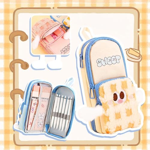 Parshya Cute Sweet Pink Pencil Pouch with Peach Cake Push Pull Eraser Set for Girls | Cartoon Plush Stationery Combo for School & Office Use | Adorable Zipper Pen Case + Creative Eraser Pack - Image 5