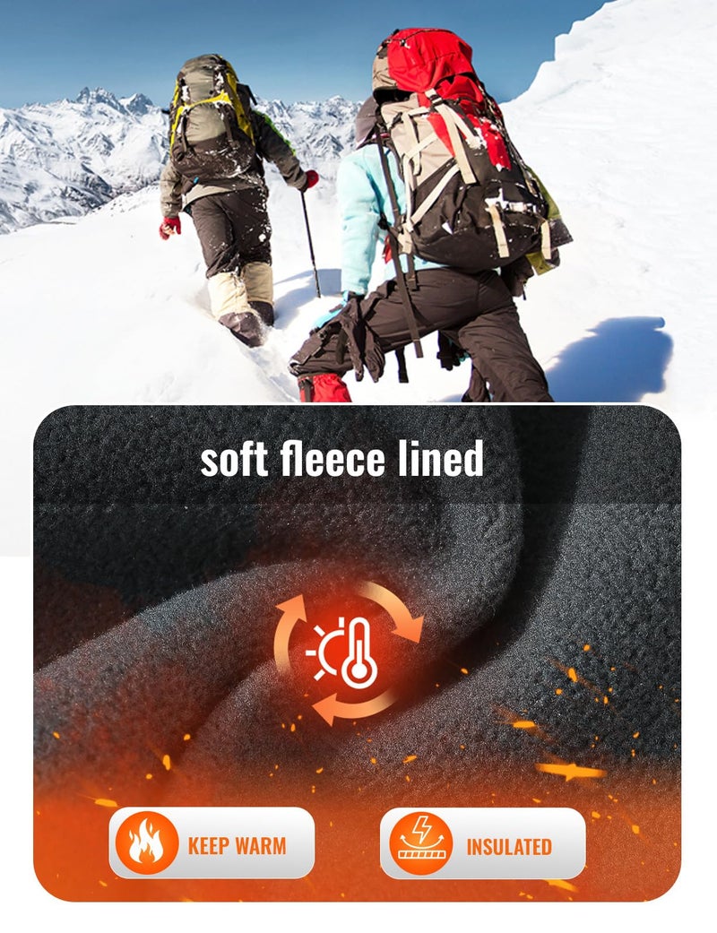 Rdruko Men's Fleece Lined Hiking Pants Waterproof Softshell Outdoor Winter Snow Ski Insulated Climbing Pants (Light Grey, 32) - Image 3