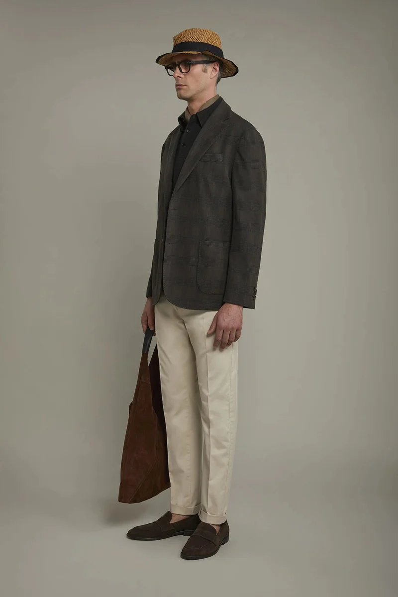 دوبل غانغر Men's chino trousers classic twill construction perfect fit - LT Beige