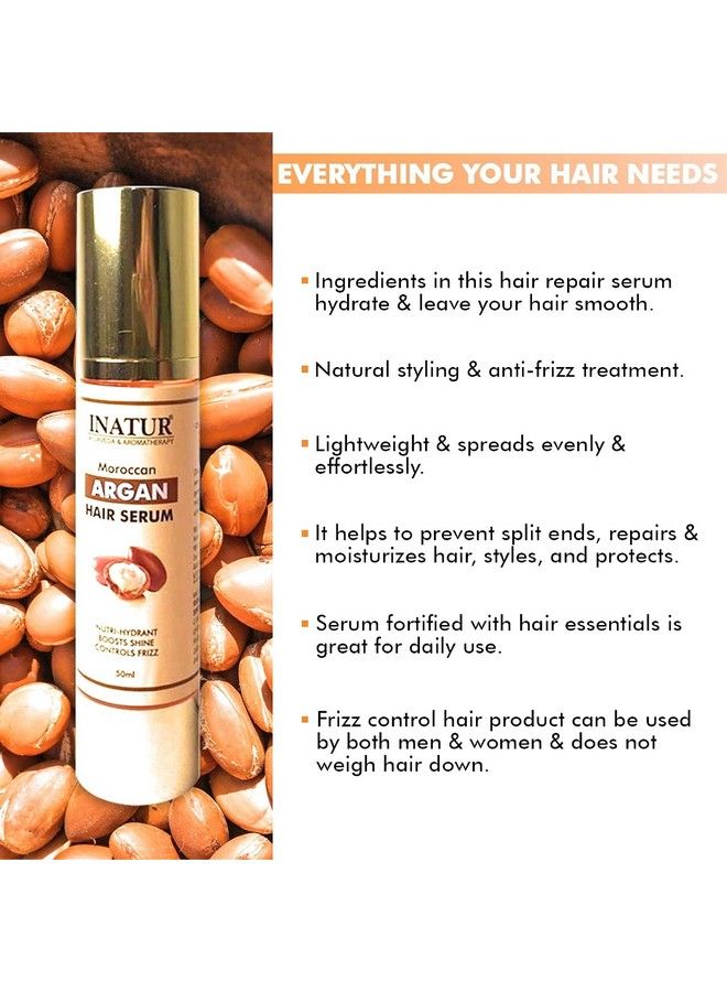 INATUR سيروم شعر الأركان؛ زيت الأركان المغربي؛ يعزز اللمعان؛ شعر خالي من التشابك والتجاعيد؛ لمعان ونعومة فورية؛ سيروم شعر للاستخدام المنتظم؛ 50 جرام - Image 3