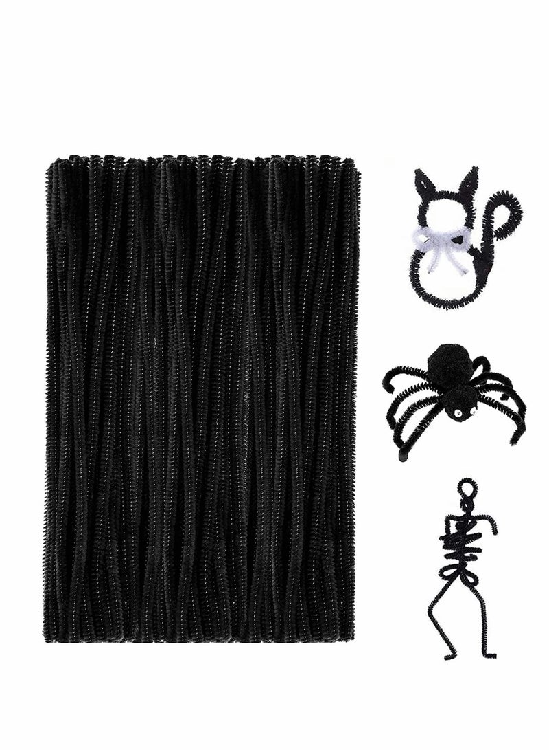 Y&D 100Pcs Pipe Cleaners, Black Color Chenille Stems for DIY Crafts Decorations Creative School Projects  - Image 1