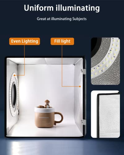 DUCLUS Light Box Photography, 12"x12" Professional Photo Booth Box with 8 Photo Backdrop, 120 LED Lights Dimmable & high CRI>95 Lightbox for Mini Product Photography: Jewelry, Miniature Models etc. - Image 3
