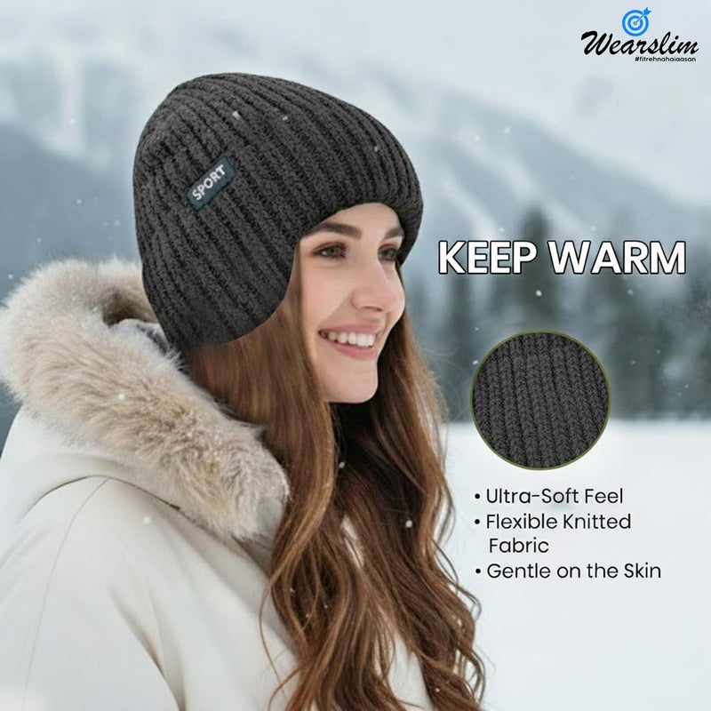 Wearslim قبعات صوف دافئة، قبعة رأس مع دفاية رقبة مجموعة قبعات شتوية وشالات للرجال والنساء - Image 5