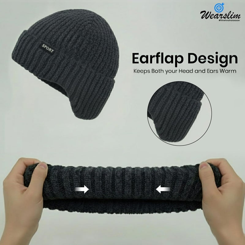 Wearslim قبعات صوف دافئة، قبعة رأس مع دفاية رقبة مجموعة قبعات شتوية وشالات للرجال والنساء - Image 3