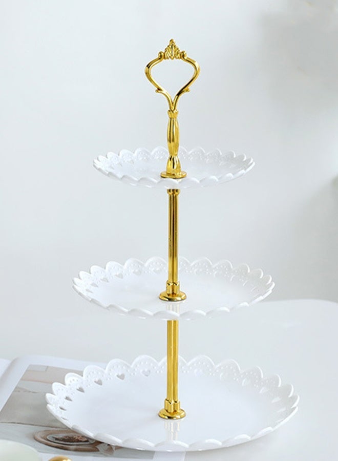 Warme 3 Layer Cake Stand Fruit Plate Tray Display Plastic Dessert Stand Cupcake Holder Multi Layer Fruit Tray Serving Tray for Graduation Birthday Party Dessert Wedding - Image 2