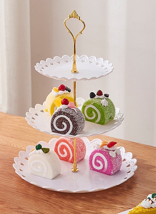 Warme 3 Layer Cake Stand Fruit Plate Tray Display Plastic Dessert Stand Cupcake Holder Multi Layer Fruit Tray Serving Tray for Graduation Birthday Party Dessert Wedding - Image 5