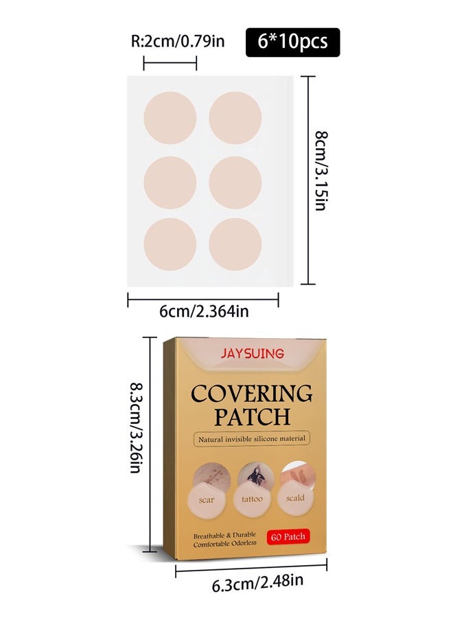 Jaysuing - 60PCS Tattoo Cover Up,Scar Cover Stickers Tape,Waterproof Ultra Thin Patch Pads Concealer Body Leg Bruise Stretch Scar Dark Spots Vitiligo Skin Makeup,Long Lasting Invisible Tattoo Flaw Conceal Patch - Image 1
