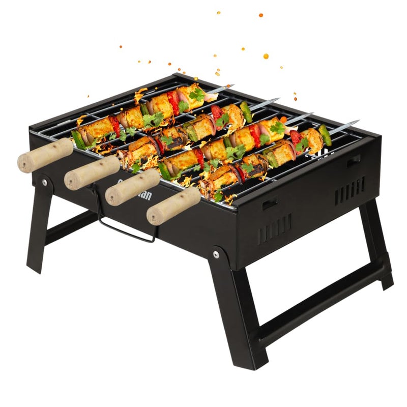 Chefman Mini Portable Table Top Charcoal Barbeque Grill for Outdoor Cooking, Featuring Foldable Legs, Removable Grill, and 4 Skewers, Perfect for Camping, Tailgating, Picnics, and Backyard Barbecues - Image 1