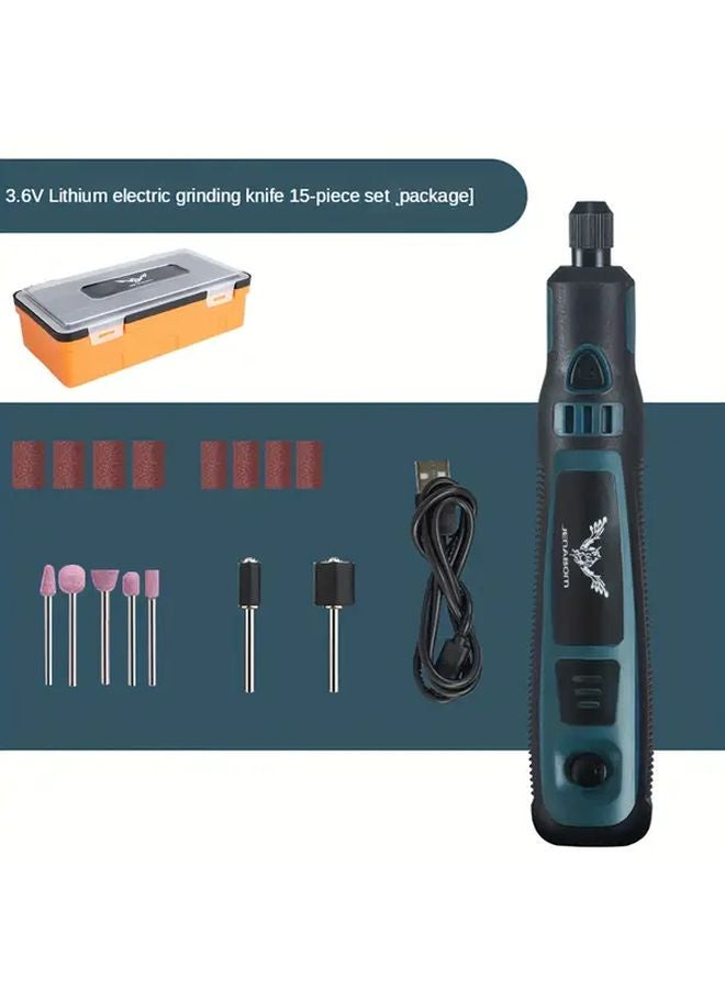 Blue 15PCS USB Powered 3 in 1 Multi Function Grinding Polishing Machine Kit with Dust Collection - Image 1