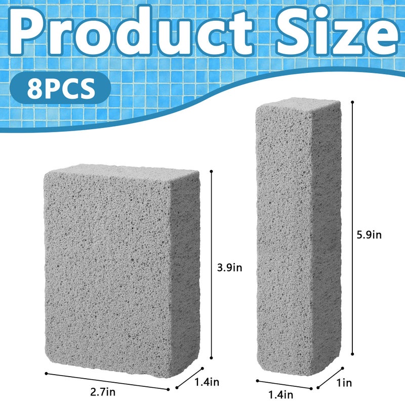 LFUTARI 8 Pcs Pools Pumice Stone - Pool Cleaning Block Swimming Pumice Pool Tile Stone for Pools & Spa Tile, Grout & Concrete Cleaning (8Pcs) - Image 2