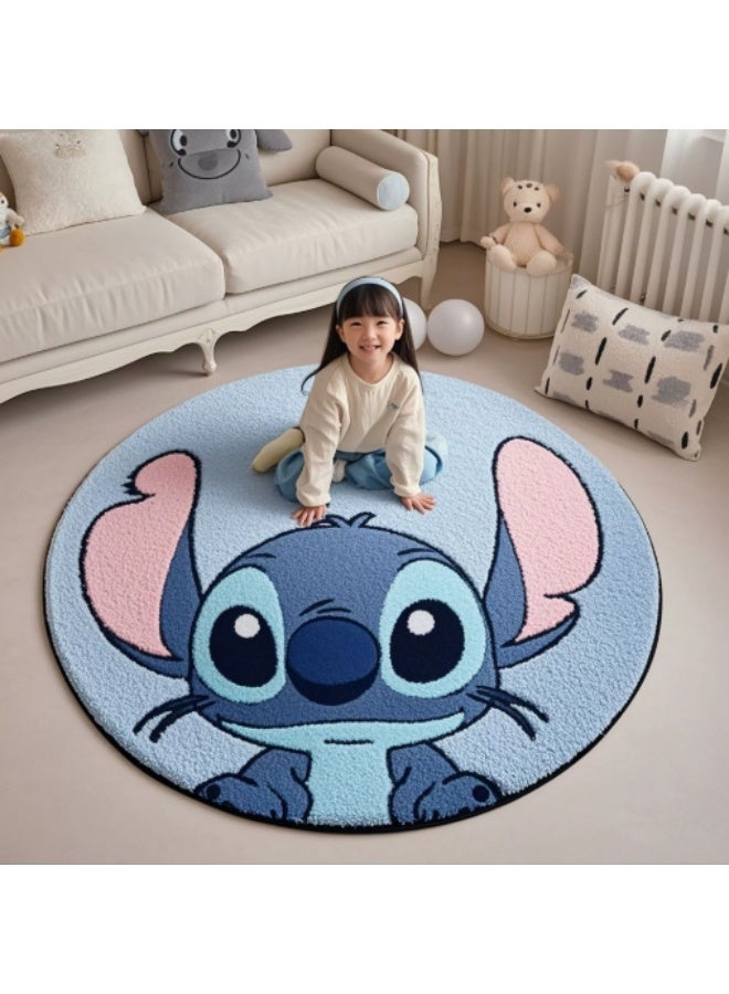 ILovhaprty 120*120cm Stitch Soft Rug – Cute Stitch Theme Carpet for Bedroom Playroom Nursery,  Round Non-Slip Circular Floor Mat for Toddlers and Kids, Stitch Cozy Plush Area Rug - Image 1