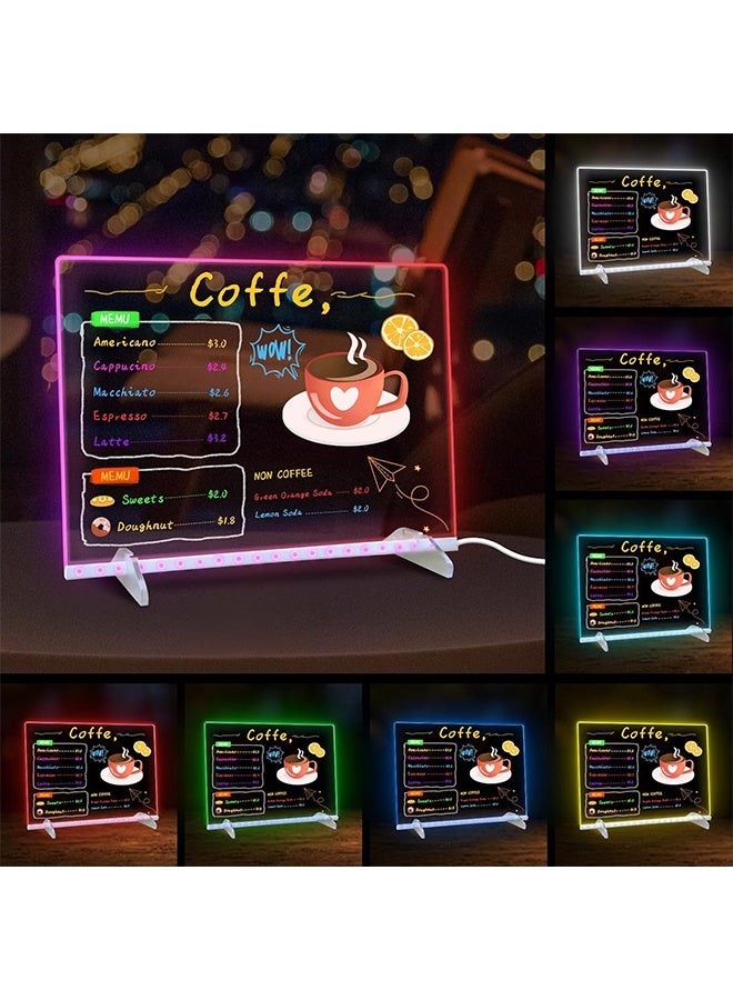 سويت لايف لوحة ملاحظات LED ملونة، مقاس 11.81 بوصة × 7.87 بوصة، 4 أوضاع و7 ألوان، لوحة أكريليك قابلة للمسح الجاف مع إضاءة، تتضمن محولًا، سلسلة تعليق، لوحة رسم LED للأطفال مع حامل، 7 أقلام تحديد، زجاجة رذاذ. - Image 4