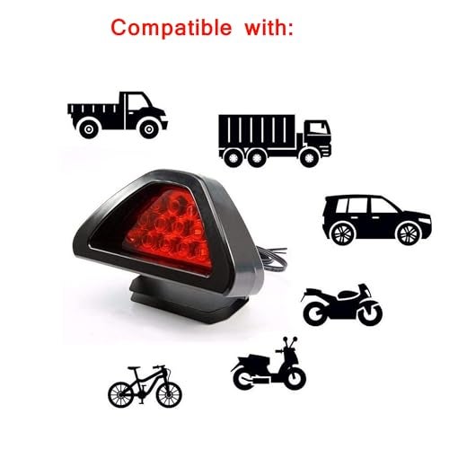 Ramanta EASY1753RBL Rear Brake Light Flashing 12 LED Brake Flassing/Strobe Trangle Back/Tail Light Inbuild Flasher Compatible Only with Car/Motorbike Bike (Red, 12V DC, 1 PC) - Image 2