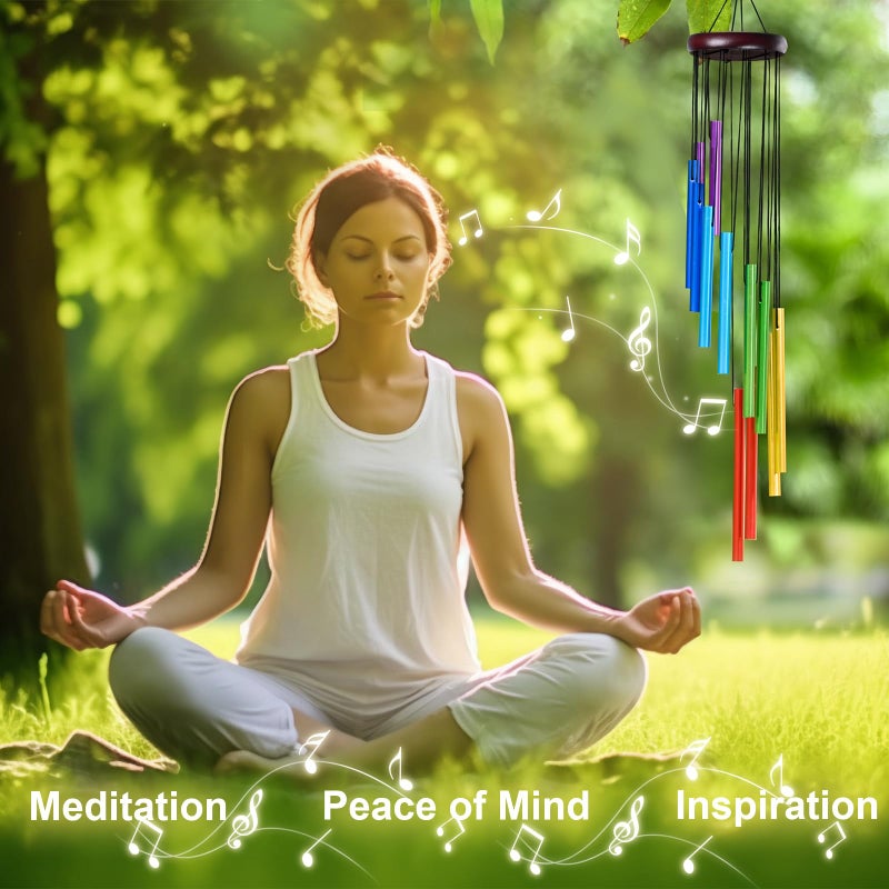 HOMEXUP Outdoor Colorful Wind Chimes for Outside with 12 Aluminum Tubes for Garden Patio Balcony and Home Decorï¼ˆColorï¼‰ - Image 3