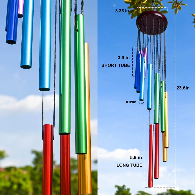 HOMEXUP Outdoor Colorful Wind Chimes for Outside with 12 Aluminum Tubes for Garden Patio Balcony and Home Decorï¼ˆColorï¼‰ - Image 2