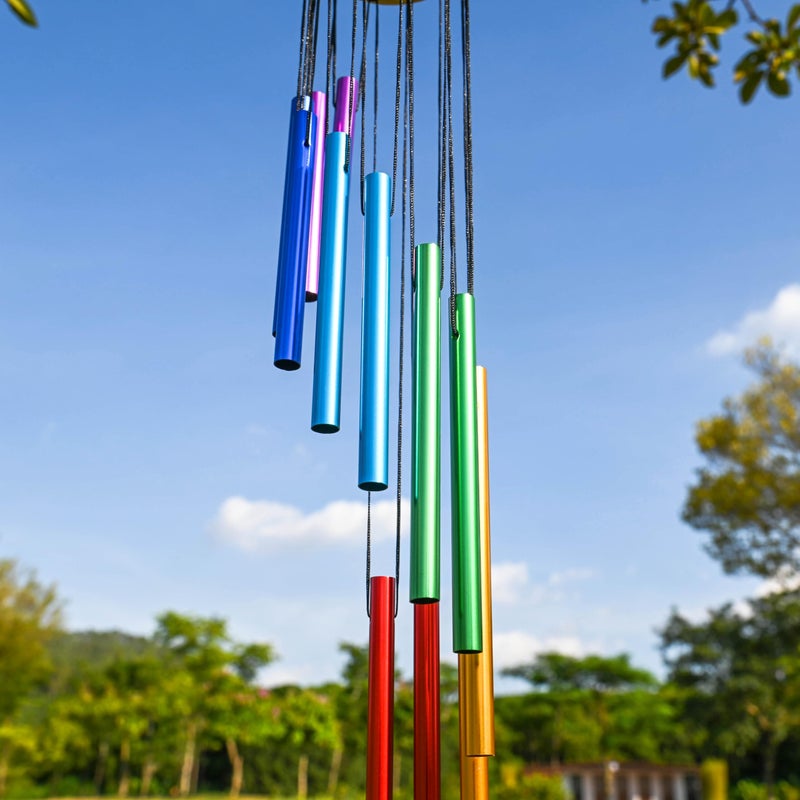 HOMEXUP Outdoor Colorful Wind Chimes for Outside with 12 Aluminum Tubes for Garden Patio Balcony and Home Decorï¼ˆColorï¼‰ - Image 4