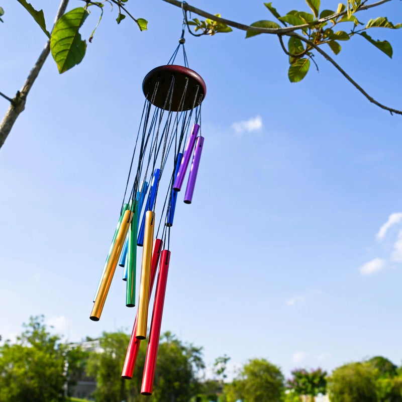 HOMEXUP Outdoor Colorful Wind Chimes for Outside with 12 Aluminum Tubes for Garden Patio Balcony and Home Decorï¼ˆColorï¼‰ - Image 5