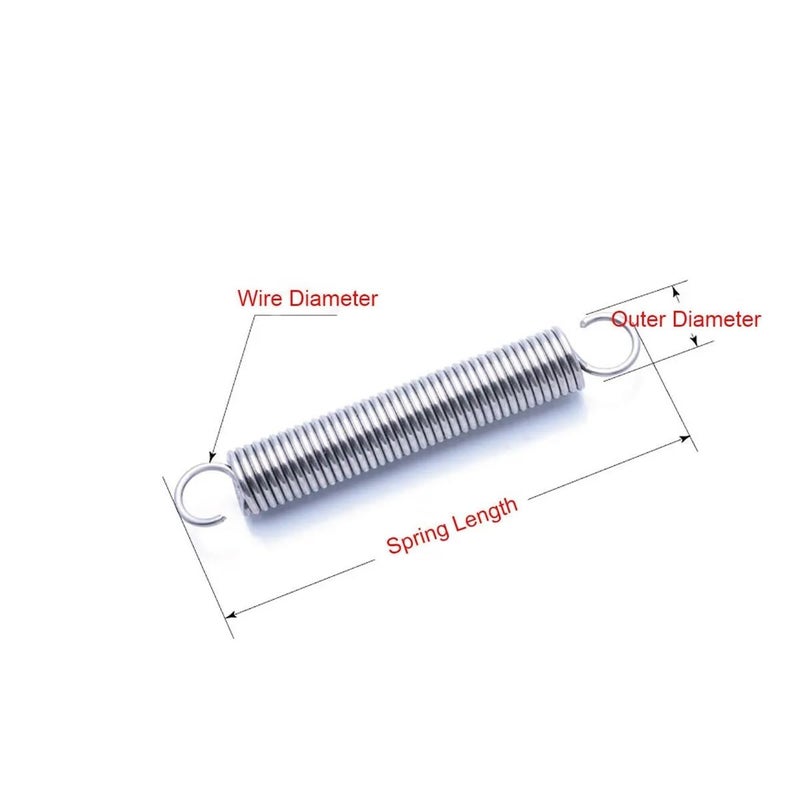 Stainless Steel Spring, Metal Springs 1/2pcs 304 Stainless Steel Tension Spring Wire Dia 1.2mm S Hook Cylindroid Helical Pullback Expand Spring Long 30mm - 250mm(8MM-1.2MM,30mm (2pcs)) - Image 3