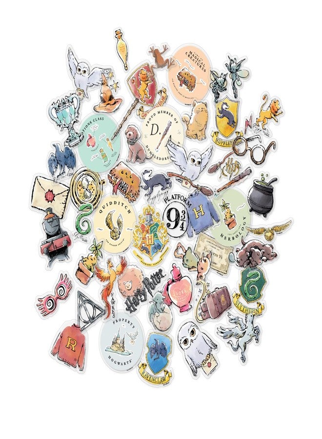 ConQuest Journals Harry Potter Watercolor Clear Stickers, Waterproof, UV & Scratch-Resistant Sticker Decals for Laptops, Water Bottles, Kindles & More, Officially Licensed (Transparent Vinyl, 50-Pack) - Image 2