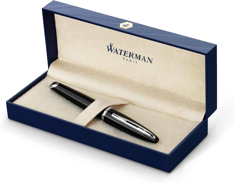 Waterman Parker Duofold Centennial Fountain Pen - Classic Black with Gold Trim and Medium Solid Gold Nib in Premium Gift Box - Image 1