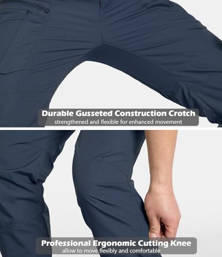 CARWORNIC Men's Rip-Stop Tactical Pants Lightweight Water Resistant Utility Work Pants Stretch EDC Uniform Military Cargo Pants for Outdoor Hiking Casual Construction Blue - Image 5