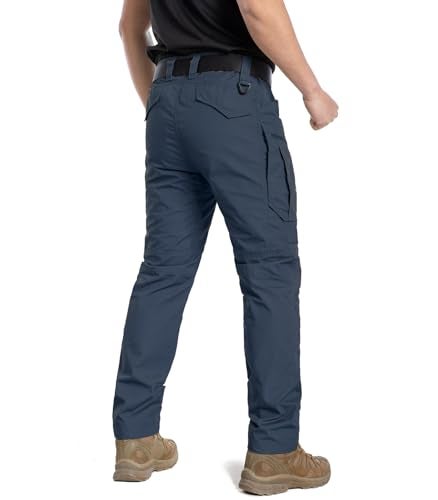 CARWORNIC Men's Rip-Stop Tactical Pants Lightweight Water Resistant Utility Work Pants Stretch EDC Uniform Military Cargo Pants for Outdoor Hiking Casual Construction Blue - Image 3