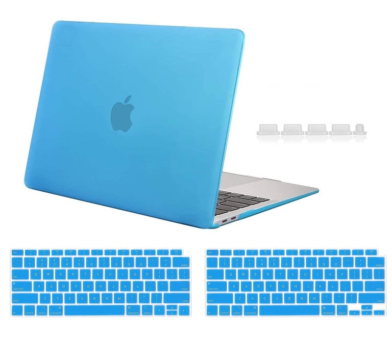 Midkart Matte Hard Shell Plastic Case Cover Compatible with MacBook Air 13 Inch with Touch ID (Model M1 A2337 / A1932 / A2179, Release 2021-2018) with Key Guard & Dust Plugs, Light Blue - Image 1