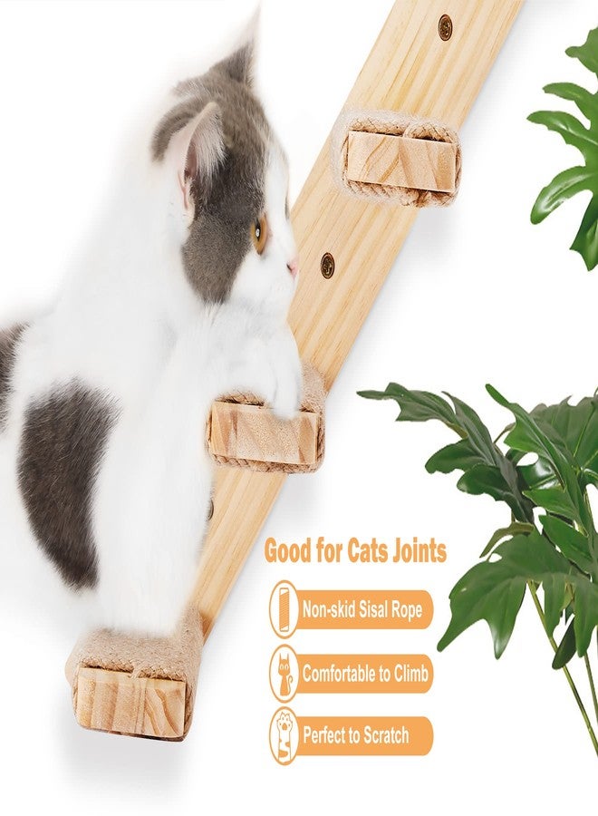 PELUOMOZ Cat Wall Climbing Shelf, 2 pcs Cat Wall Climber, 4 Step Climbing Stairs, Wall-Mounted Ladder with Sisal Scratching Rope, Perfect Wall Furniture for Perching (CatStairs2P4Steps) - Image 2