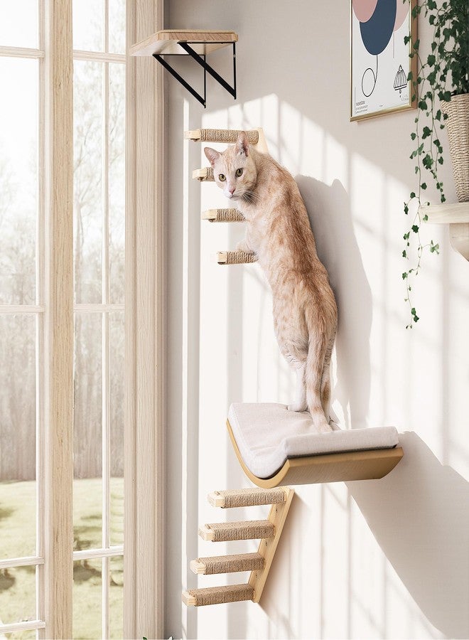 PELUOMOZ Cat Wall Climbing Shelf, 2 pcs Cat Wall Climber, 4 Step Climbing Stairs, Wall-Mounted Ladder with Sisal Scratching Rope, Perfect Wall Furniture for Perching (CatStairs2P4Steps) - Image 5