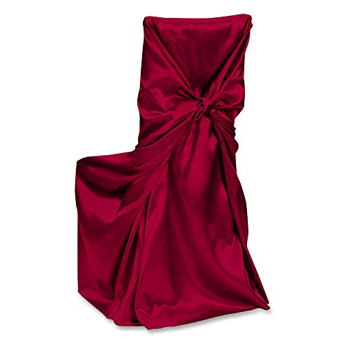 LTC LINENS LTC LINENS LinenTablecloth Satin Universal Chair Cover Burgundy - Image 2