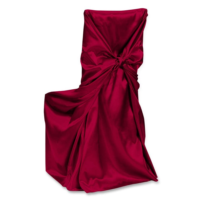 LTC LINENS LTC LINENS LinenTablecloth Satin Universal Chair Cover Burgundy - Image 1