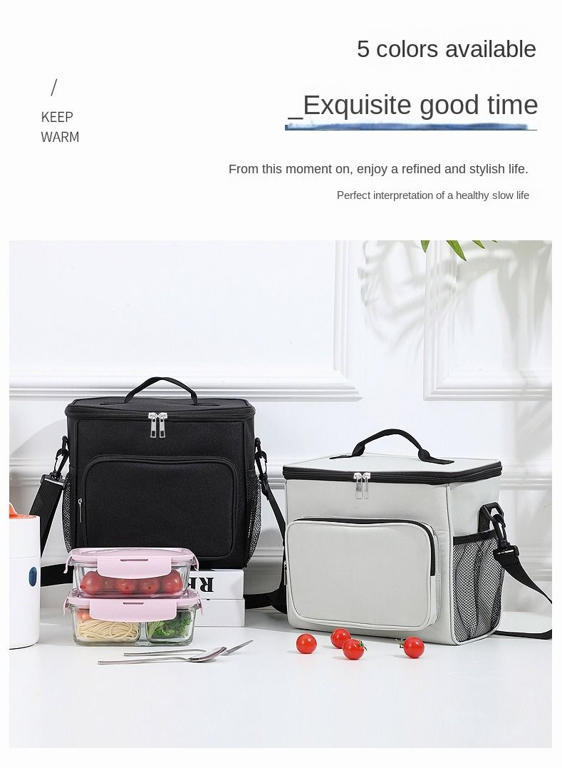 Insulated Lunch Bag - Large Capacity - Leakproof Cooler Bag with Adjustable Shoulder Strap - Reusable Lunch Box for Student, Men, Women, Outdoor, Office, Picnic