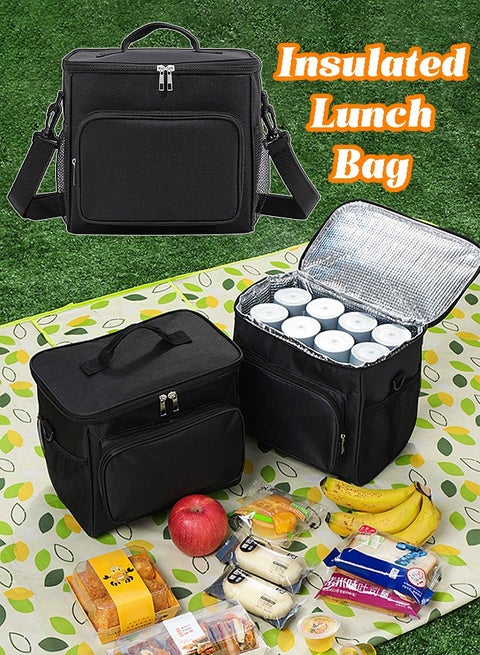 Insulated Lunch Bag - Large Capacity - Leakproof Cooler Bag with Adjustable Shoulder Strap - Reusable Lunch Box for Student, Men, Women, Outdoor, Office, Picnic