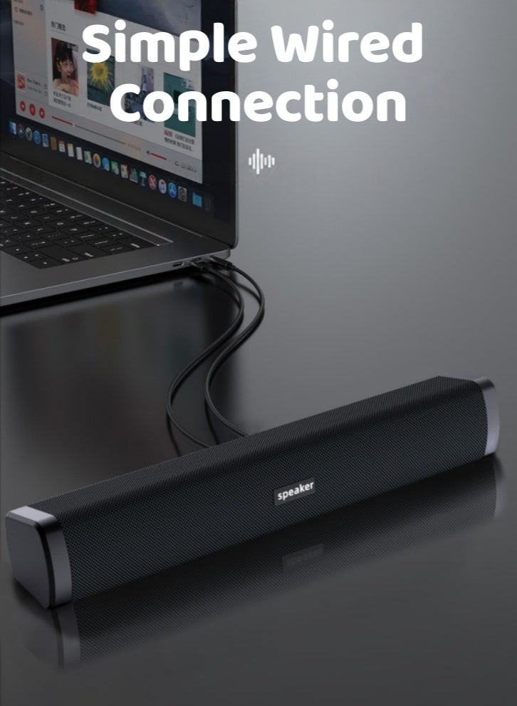 مكبر صوت سلكي للكمبيوتر المكتبي من ، مع كابل USB وكابل صوت 3.5 مم، صوت ستيريو 360 درجة، مكبرات صوت مزدوجة، تأثير صوت غشاء عميق، مناسب لأجهزة الكمبيوتر الشخصية وأجهزة الكمبيوتر المحمولة (أسود). - Image 5