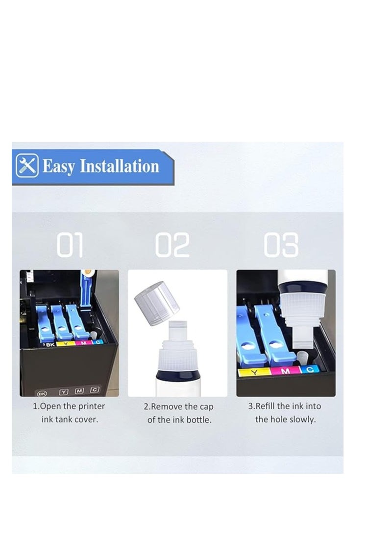 Terabyte مجموعة حبر 103 لطابعة EcoTank من EPSON مجموعة 4 عبوات أسود أزرق سماوي أرجواني أصفر لـ L1110‎ L3110 L3111 L3150 L3151‎ L3156 L3160 L5190‎ - Image 5