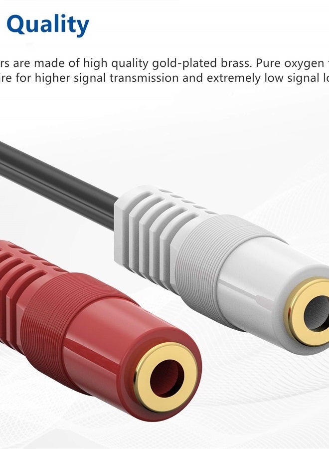 RFAdapter 3.5mm Stereo to Dual Mono Cable, 6inch 1/8" TRS Male to 2 TS Mono Female Adapter Gold-Plated Connector Audio Y Splitter Cord for Headphone, Speaker - Image 3