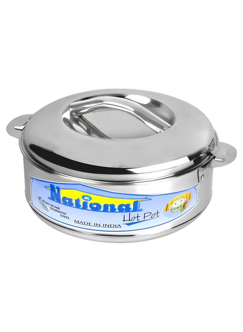 National 1000ML Stainless Steel Hotpot Casserole Dish in Silver with Tight Locking Lid Insulated Food Warmer Serving Bowl for Dinner Parties Picnics and Camping - Image 1