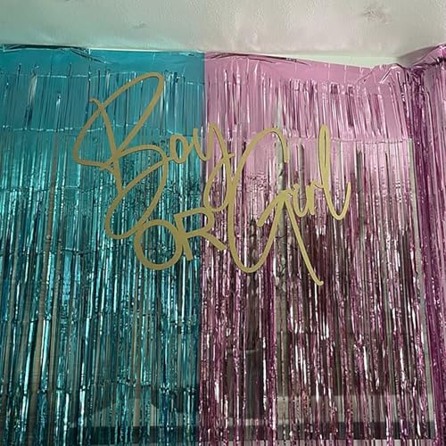 QPARTYFIRE Boy or Girl Sign for Backdrop,Wooden Baby Shower Sign for for Baby Shower Boy/Girl Decorations Gender Reveal Backdrop Party Photography Background(13 * 17inch) - Image 3