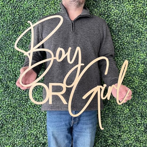 QPARTYFIRE Boy or Girl Sign for Backdrop,Wooden Baby Shower Sign for for Baby Shower Boy/Girl Decorations Gender Reveal Backdrop Party Photography Background(13 * 17inch) - Image 5