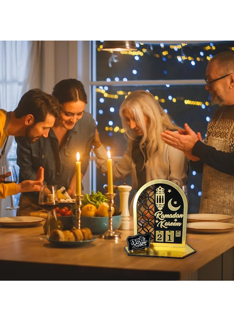 Eworld Ramadan Wooden Advent Calendar, Elegant Countdown Decoration with Acrylic Craft Ornaments for Home, Eid Celebrations, and Kids' Gifts, Featuring a 30-Day Countdown  - Image 4