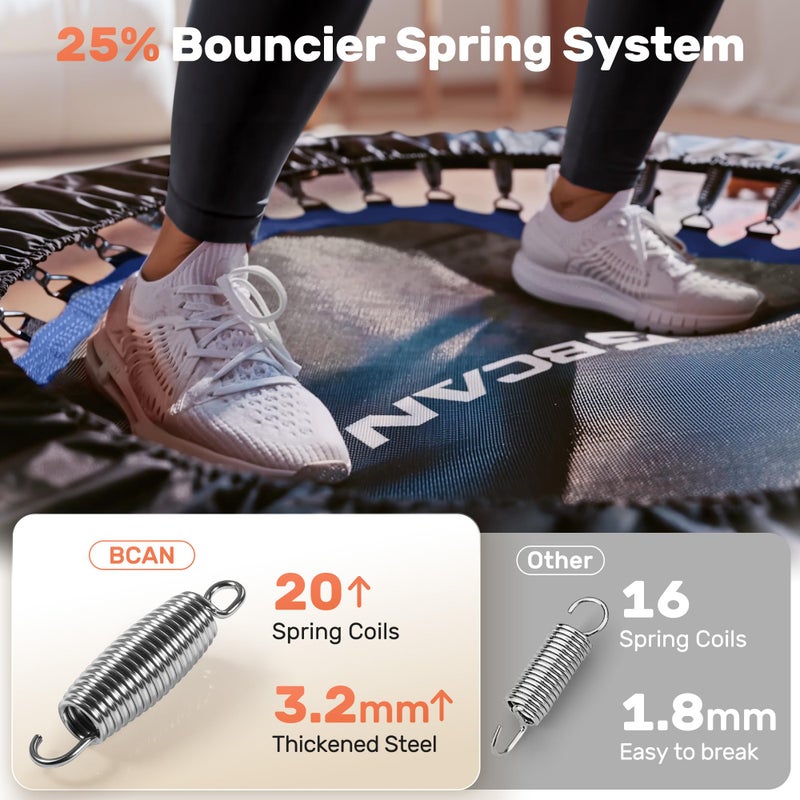 BCAN 40/48" Foldable Mini Trampoline Max Load 330lbs/440lbs, Fitness Rebounder with Adjustable Foam Handle, Exercise Trampoline for Adults Indoor/Garden Workout - Image 5