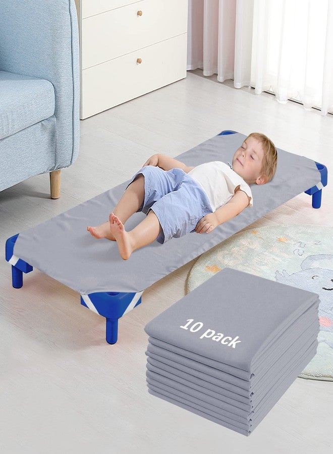 Biloban Standard Size Daycare/Pre-School Cot Sheet 10 Pack, 23" x 51", Children’s Naptime Cot Sheet, Grey, Breathable Microfiber Nap Sheet for Boys and Girls - Image 1