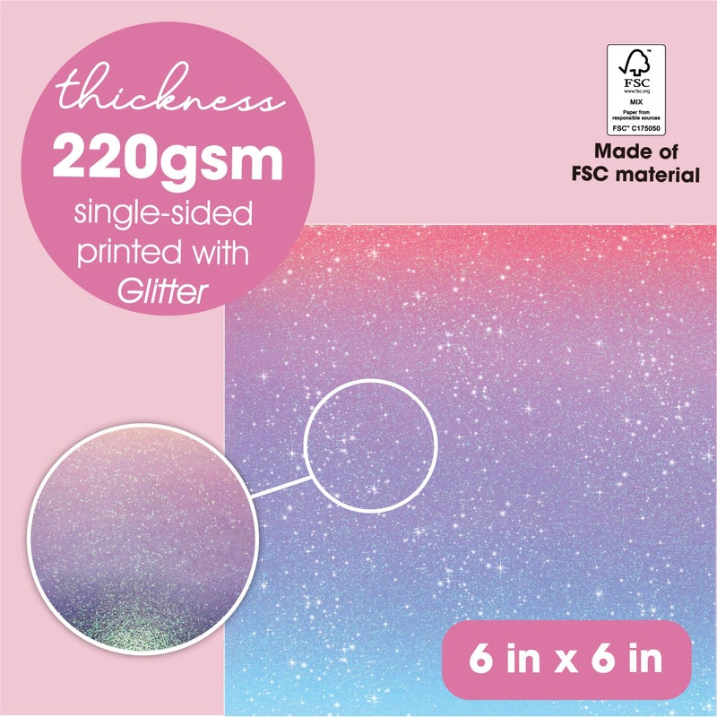 Desecraft 24 Sheets 6 x 6 Glitter Shining Ombre Pastel Cardstock Scrapbook Decorative Paper for Card Making Journaling Origami Scrapbook Paper Scrapbooking Supplies Spring - Image 4