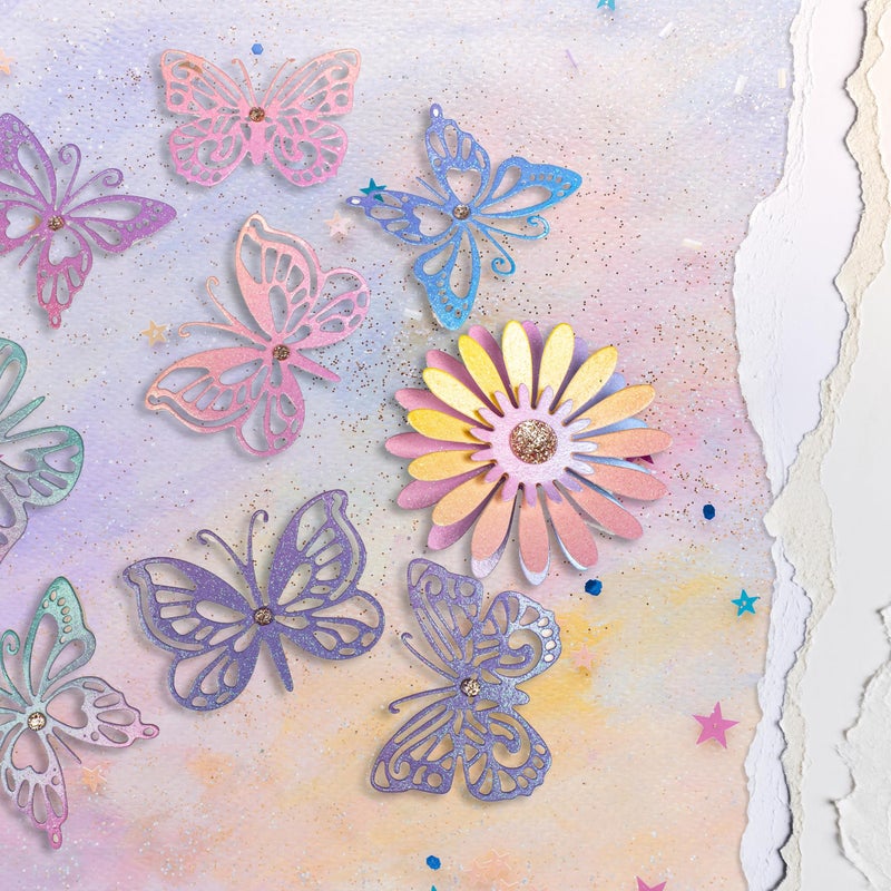 Desecraft 24 Sheets 6 x 6 Glitter Shining Ombre Pastel Cardstock Scrapbook Decorative Paper for Card Making Journaling Origami Scrapbook Paper Scrapbooking Supplies Spring - Image 3